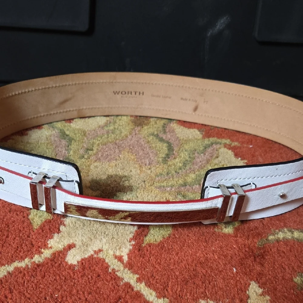 Worth New York White Leather Women's Belt